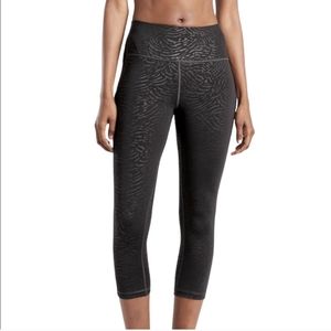 COPY - Athleta Small Ultimate Stash Black Embossed Active Workout Capri animal …